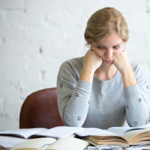 girl frustrated with school work
