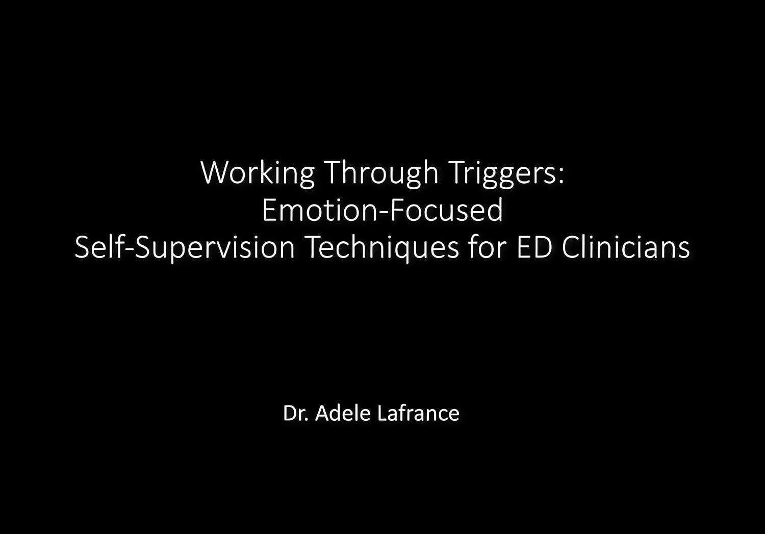 Working Through Triggers: Emotion Focused Self Supervision Techniques for Eating Disorder Clinicians